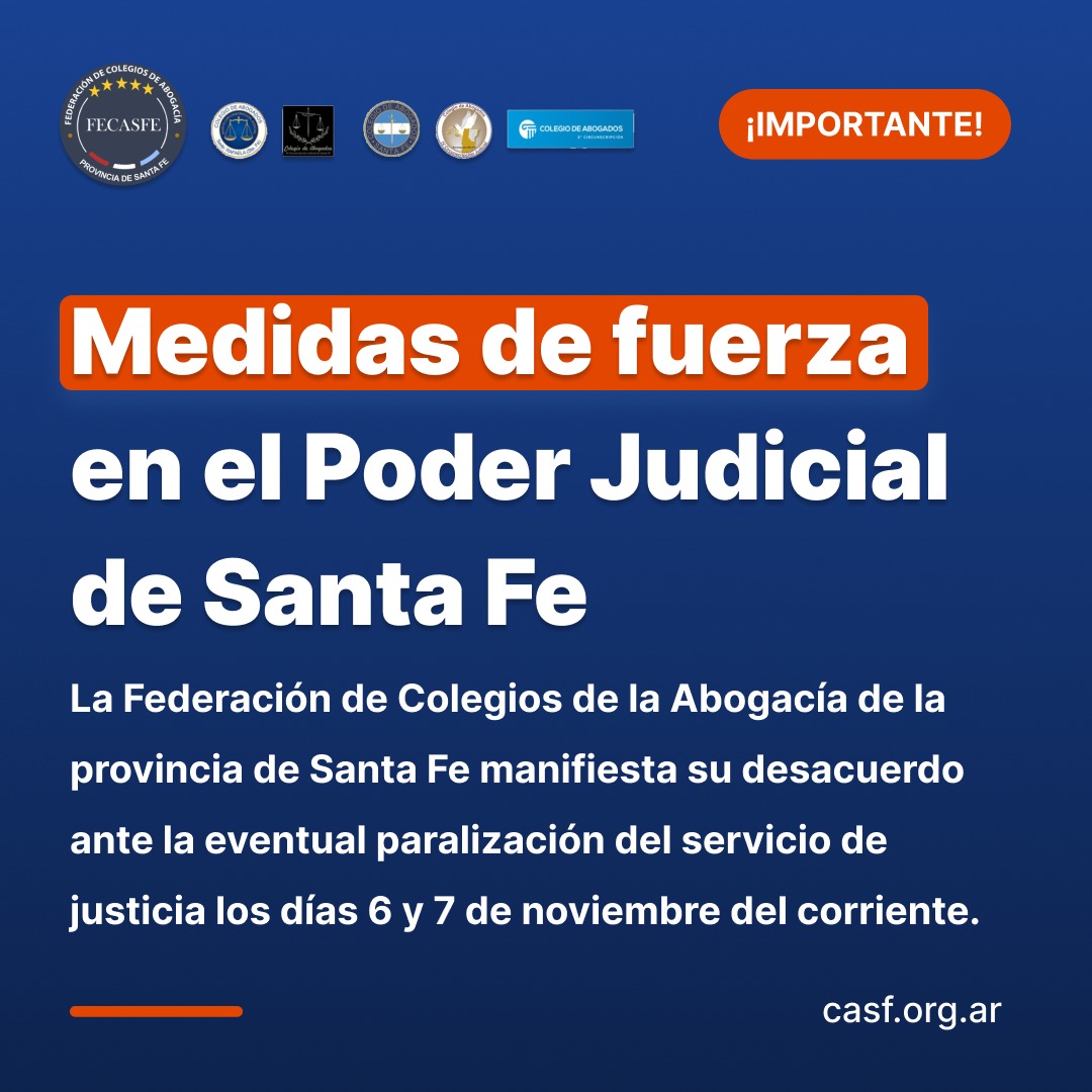 FECASFE: Medidas de fuerza en el Poder Judicial de Santa Fe